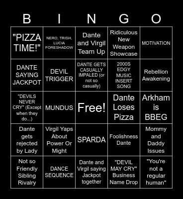 DMC Netflix Bingo Card Bingo Card