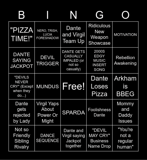 DMC Netflix Bingo Card Bingo Card