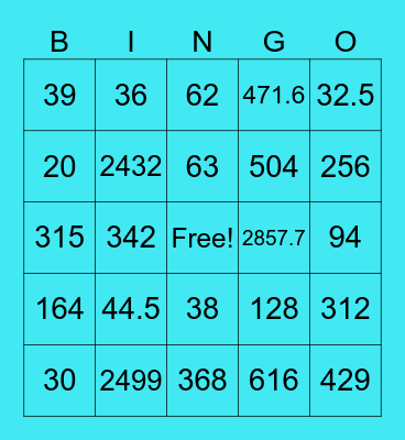 Composite Shapes & Surface Area Bingo Card