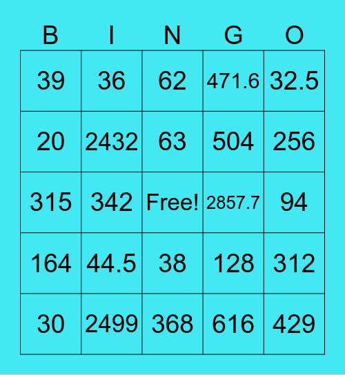 Composite Shapes & Surface Area Bingo Card