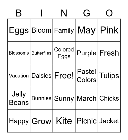 Spring Bingo Card