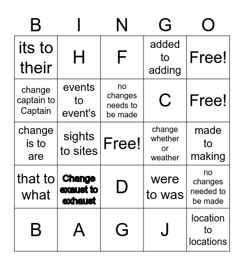 A Message from the Sky Bingo Card