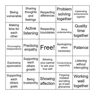 What Is Love Bingo Card