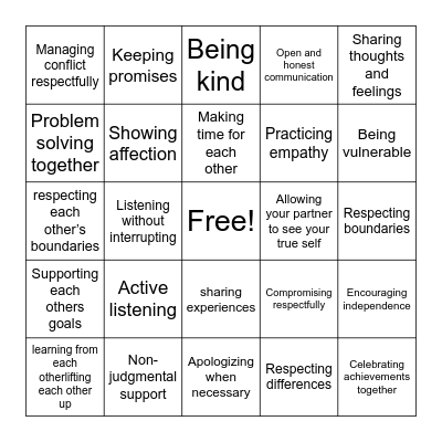 What Is Love Bingo Card