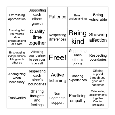 What Is Love Bingo Card