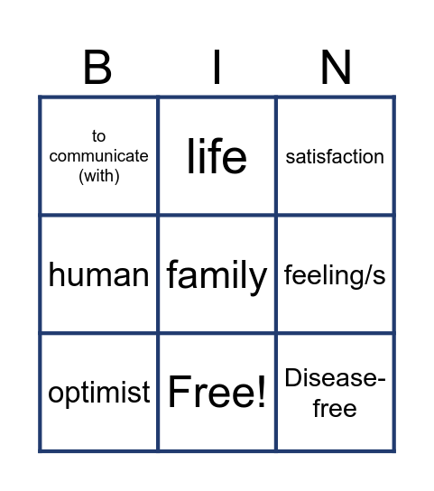 السعادة L1  Bingo Card