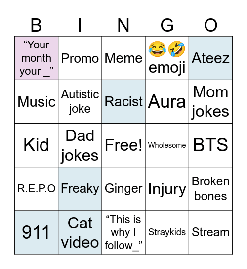 Instagram bingo Card
