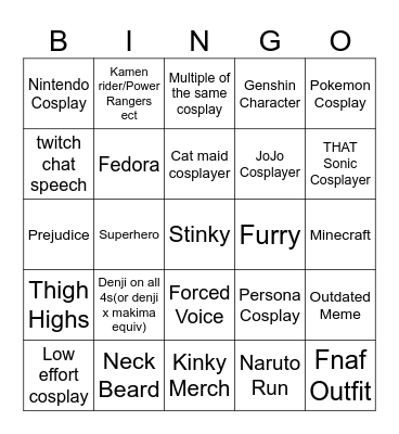 Deecon Bingo Card