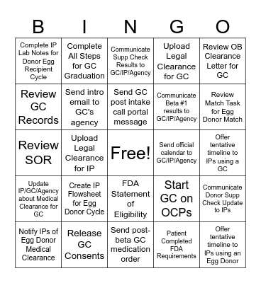 TPR Bingo! Bingo Card