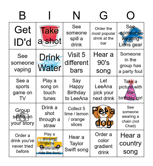 LeeAna's Blackout Birthday Bingo Card