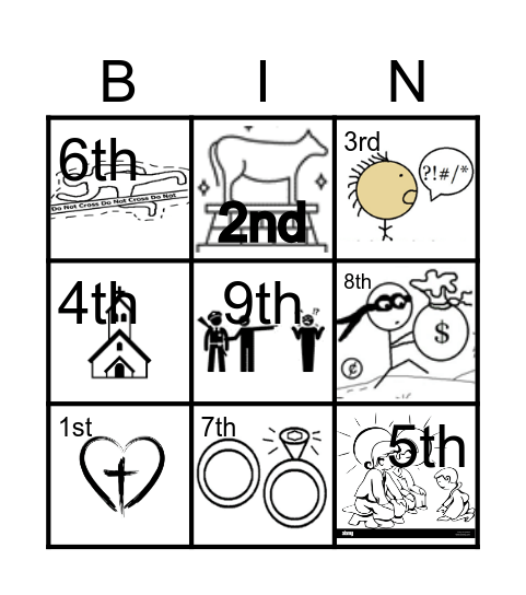 10 Commandments Bingo Card