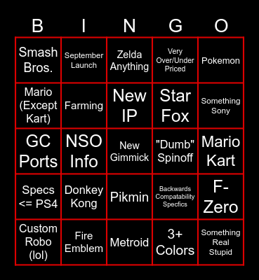 Blade's Switch 2 Direct Bingo Card