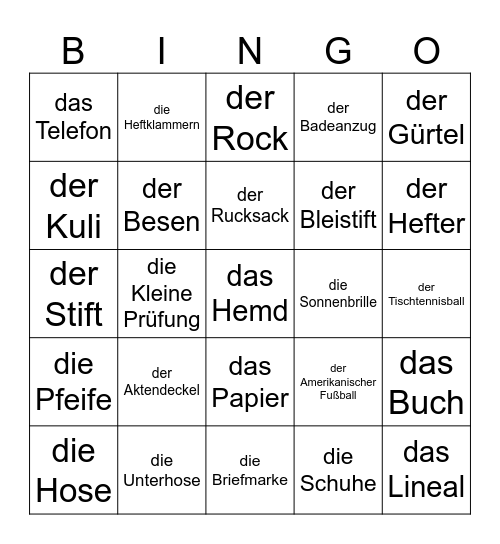 Das Junkspiel, erste Hälfte Bingo Card