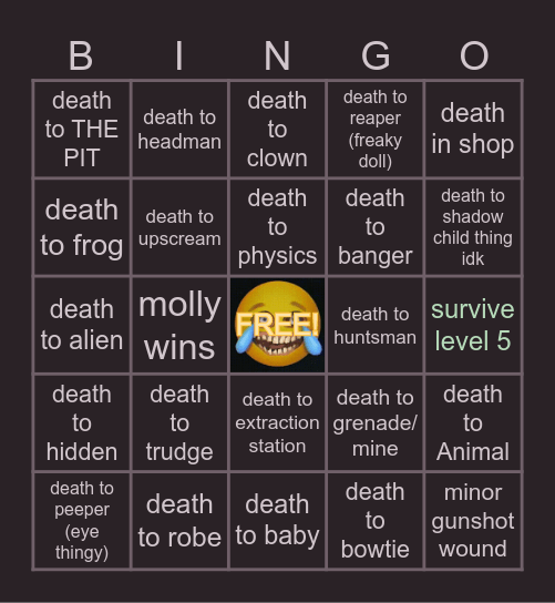 R.E.P.O. DEATH BINGO WOOO by kaito Bingo Card