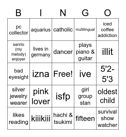 Dolleesol Bingo Card