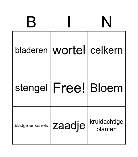 plantenbingo Card