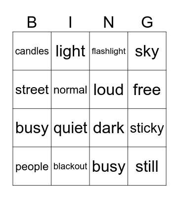 Blackout Bingo Card