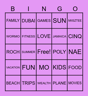 ROCH’s BINGO HALL Bingo Card