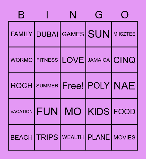 ROCH’s BINGO HALL Bingo Card