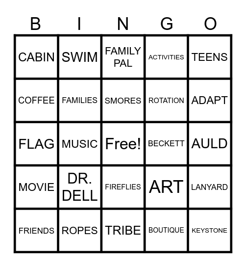 HAND CAMP Bingo Card