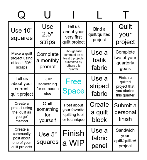2025 Quiltalong Bingo - Q2 Bingo Card