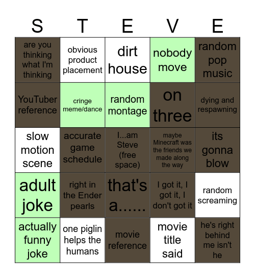 Minecraft Bingo Card