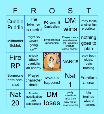 Icewind Dale Rime of the Frostmaiden (Ep. 3) Cold-Hearted Killer Bingo Card