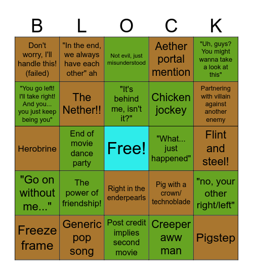 Minecraft Bingo Card