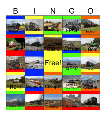 Unforgettable Train Rides that the Children and I would like to ride on one day Bingo Card