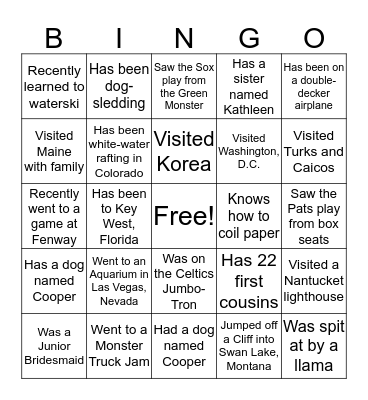 Find Someone Who Bingo Card