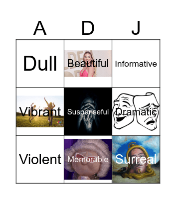 Adjectives Bingo Card