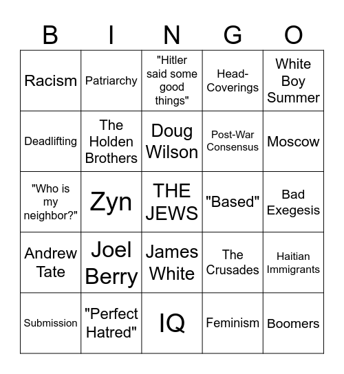 TrashWorld Conference Bingo Card