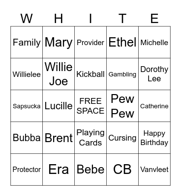 Remembering Madea Bingo Card