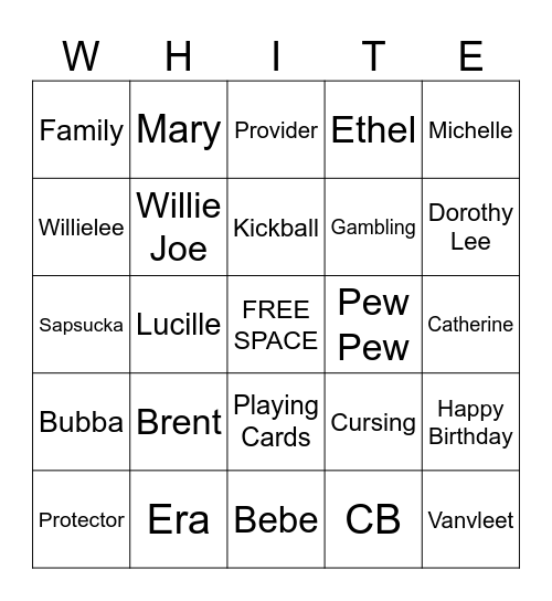 Remembering Madea Bingo Card