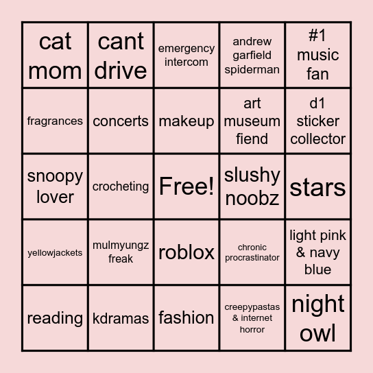 snoopihan bingo 😛⭐️ Bingo Card