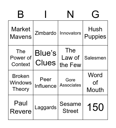 Tipping Point Bingo Card