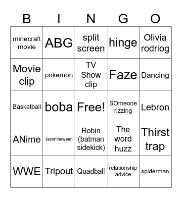 Brainrot Bingo Card
