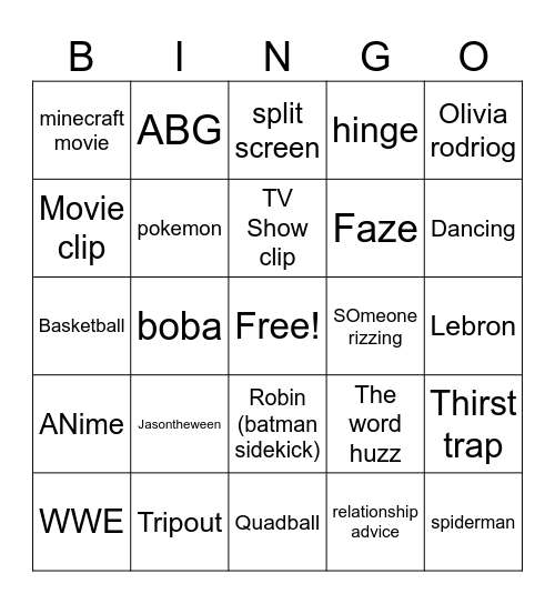 Brainrot Bingo Card