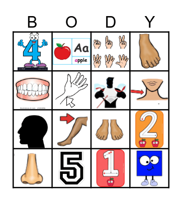 BODY PARTS Bingo Card