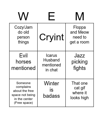 WEM Bingo Card