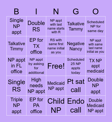 Thursday  Bingo Card