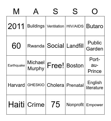 MASS Design Bingo Card