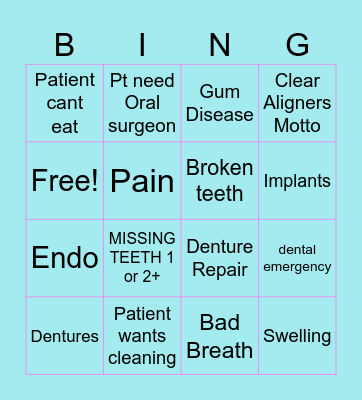 ORAL HEALTH Bingo Card