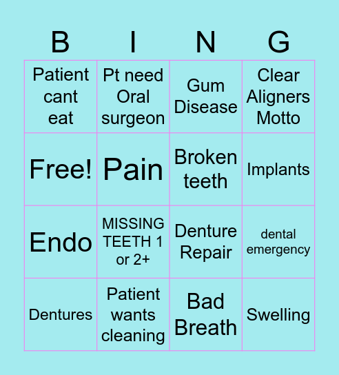ORAL HEALTH Bingo Card