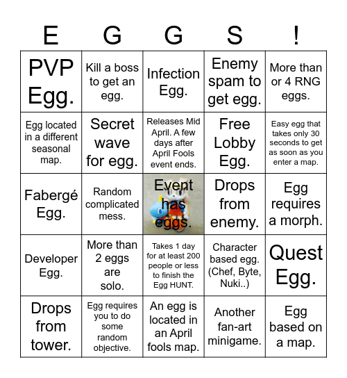 Egg Hunt 2025 Tower Heroes Bingo Card