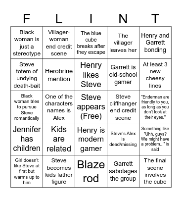 Minecraft Movie Bingo Card