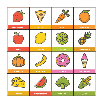 FOOD BINGO Card