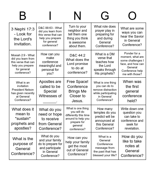 Hear Him Bingo Card