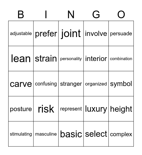 Unit 5 Bingo Card