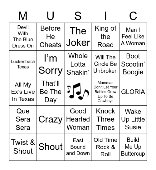SING-ALONG Bingo Card
